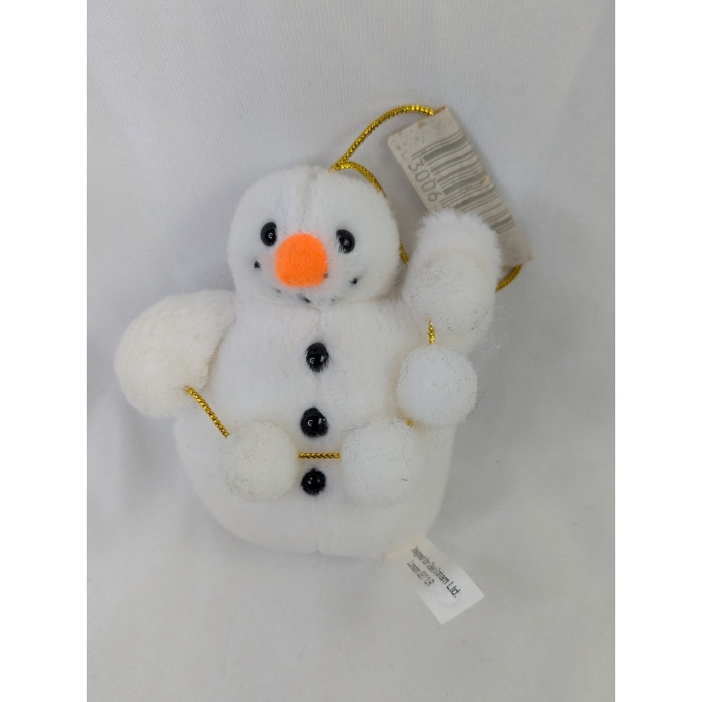Gisela Graham Christmas Snowman Plush Ornament 3 Inch Stuffed Animal Toy